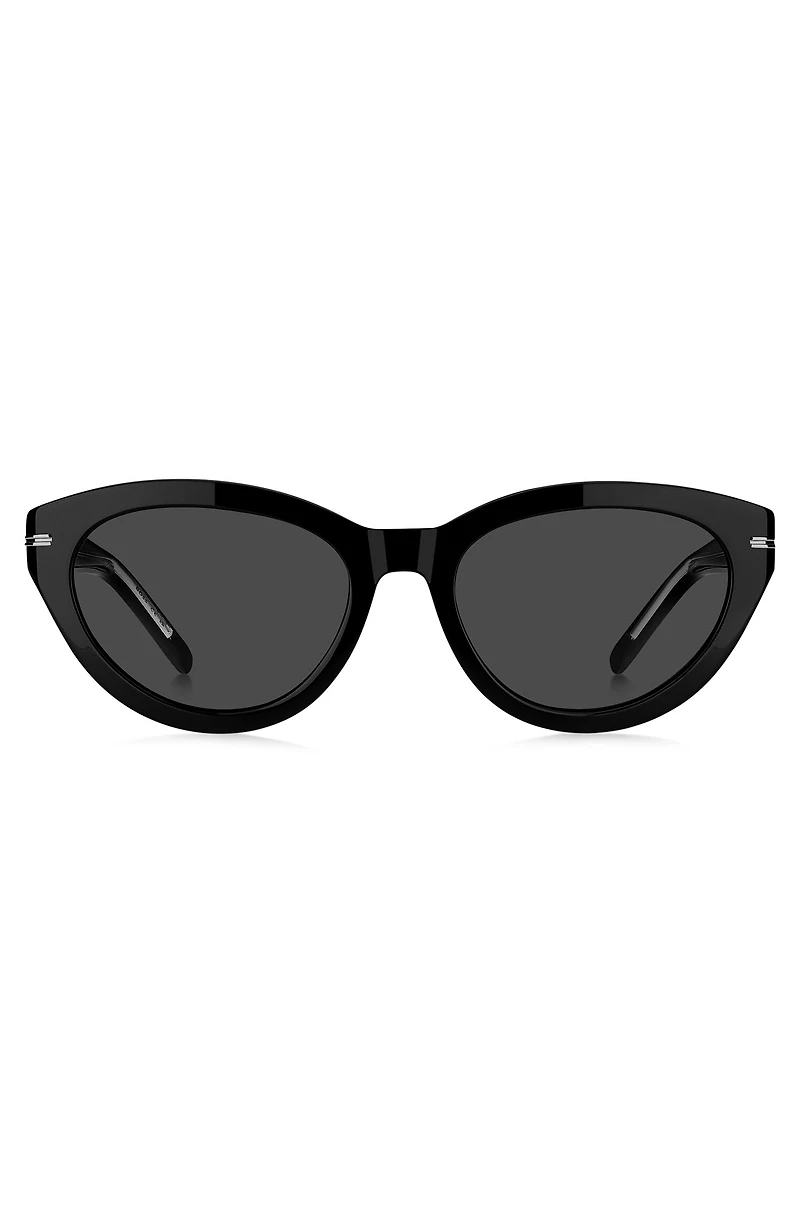 Black-acetate sunglasses with silver-tone details