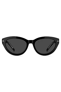 Black-acetate sunglasses with silver-tone details
