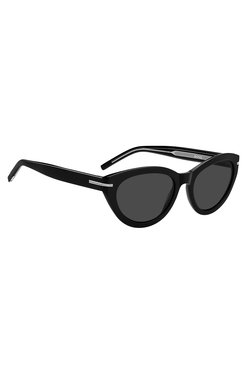 Black-acetate sunglasses with silver-tone details