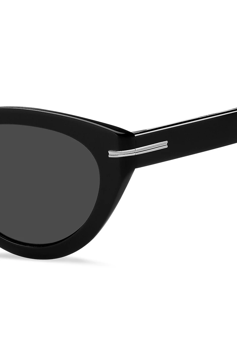 Black-acetate sunglasses with silver-tone details