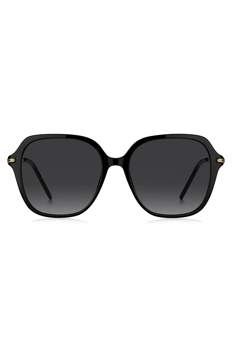 Double-bridge sunglasses with metal-acetate temples