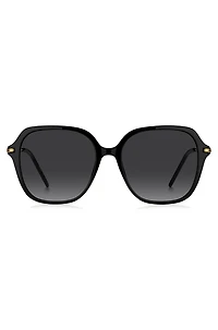 Double-bridge sunglasses with metal-acetate temples