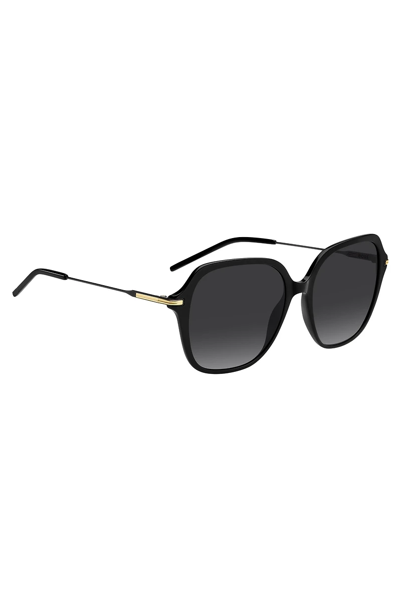 Double-bridge sunglasses with metal-acetate temples