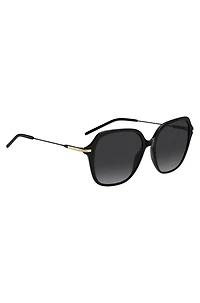 Double-bridge sunglasses with metal-acetate temples
