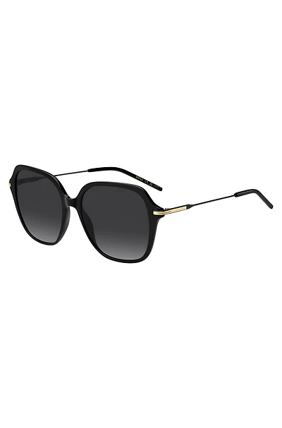 Double-bridge sunglasses with metal-acetate temples
