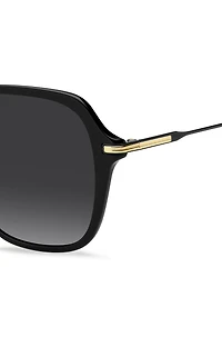 Double-bridge sunglasses with metal-acetate temples