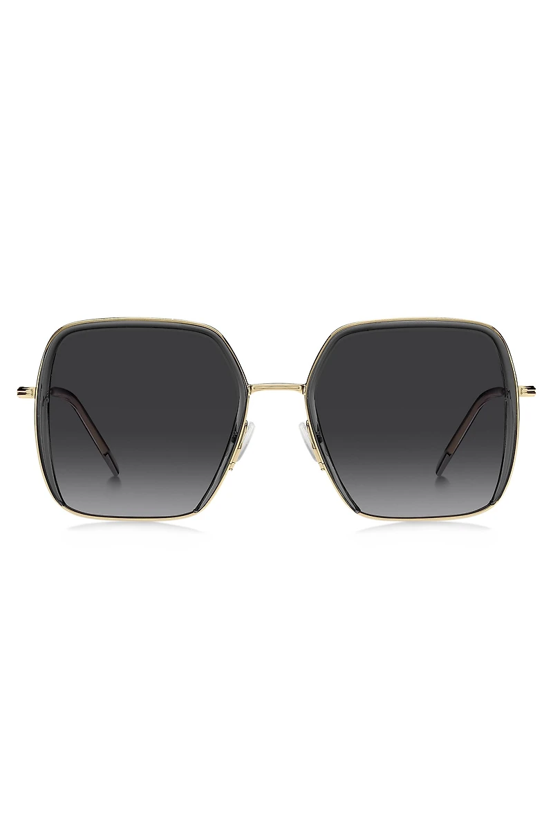 Gray-acetate sunglasses with gold-tone steel
