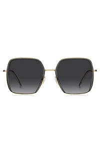 Gray-acetate sunglasses with gold-tone steel