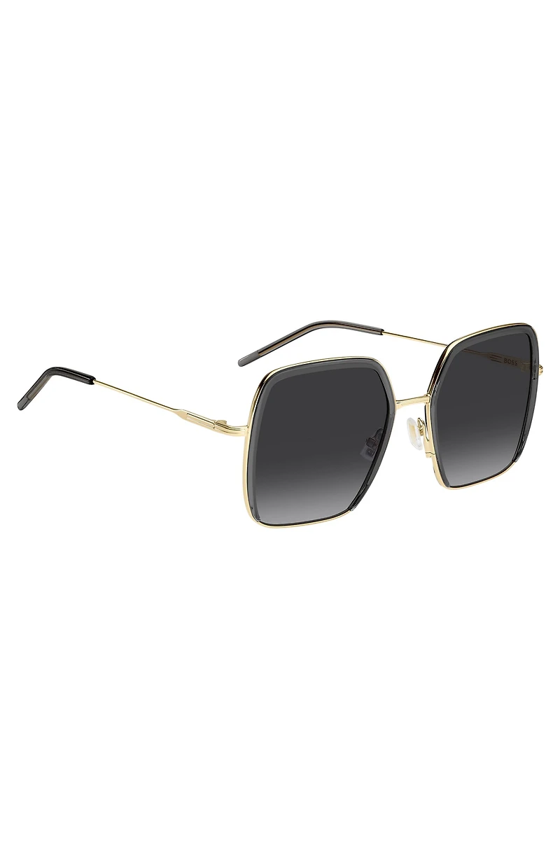 Gray-acetate sunglasses with gold-tone steel