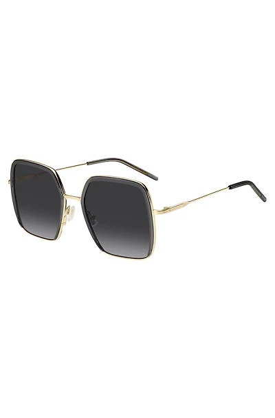 Gray-acetate sunglasses with gold-tone steel