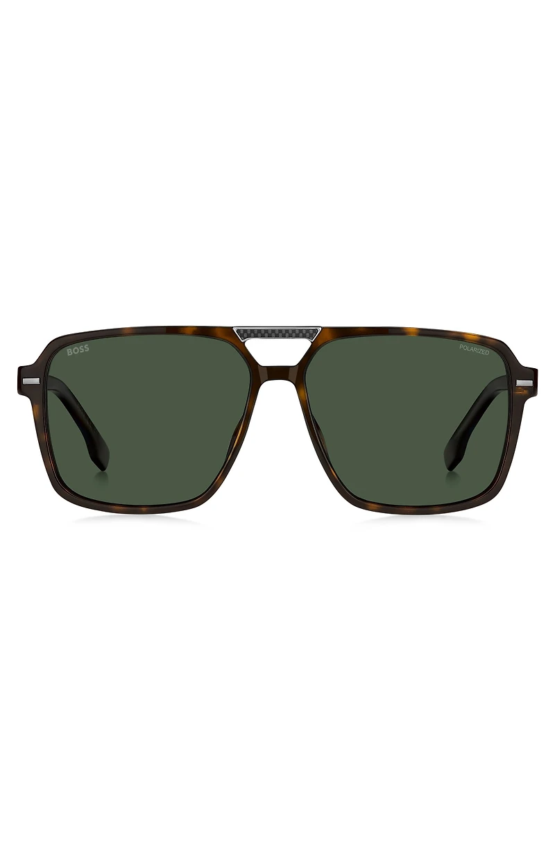 Havana-acetate sunglasses with carbon-fiber temples