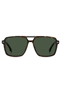 Havana-acetate sunglasses with carbon-fiber temples