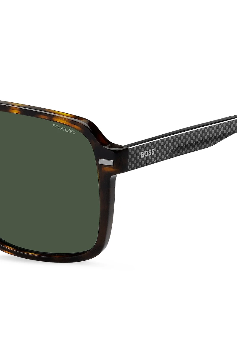 Havana-acetate sunglasses with carbon-fiber temples