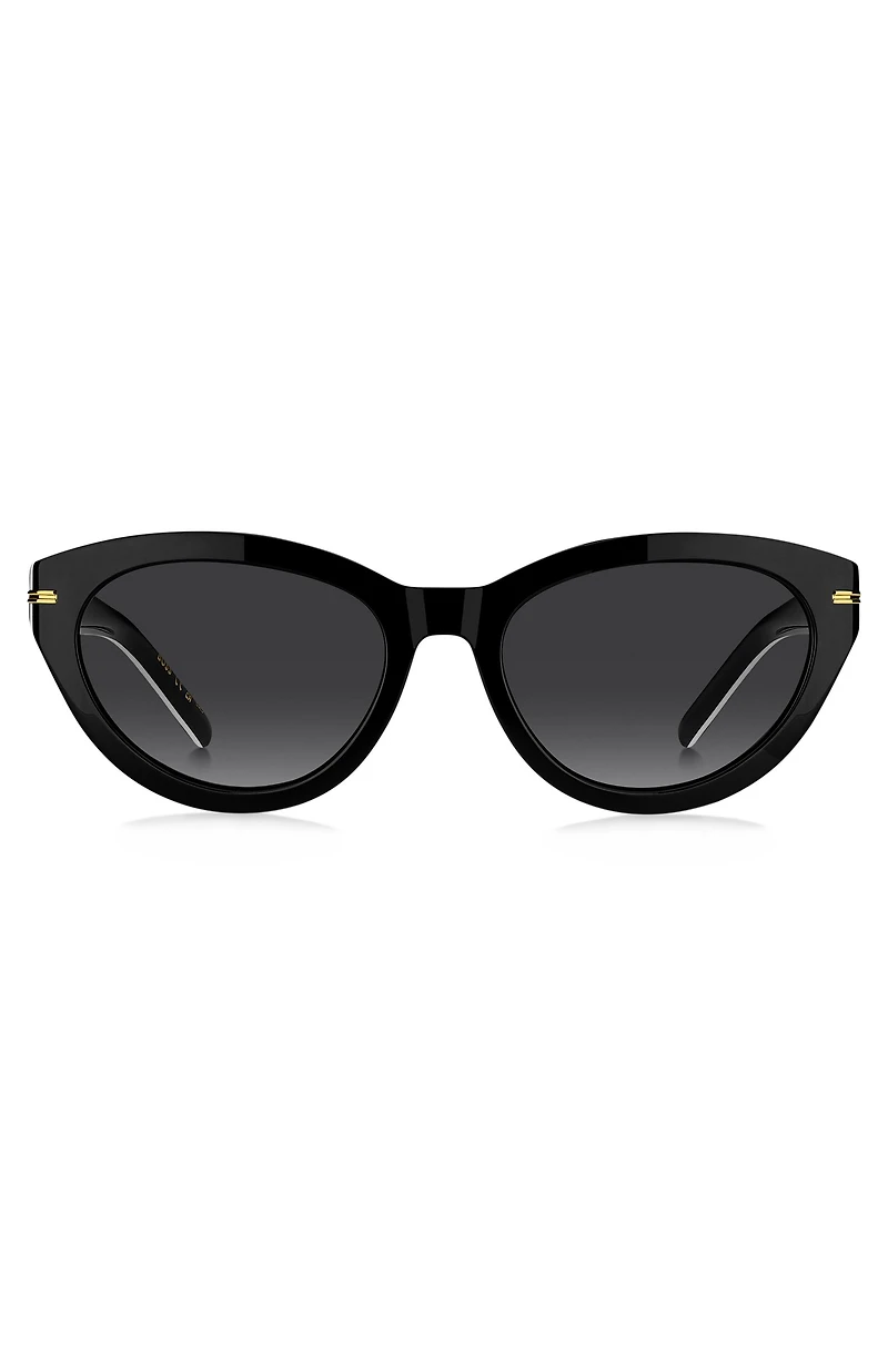 Black-acetate sunglasses with gold-tone trims