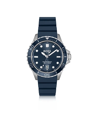 Troper blue-dial watch with silicone strap