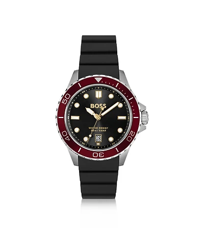 Troper black-dial watch with silicone strap