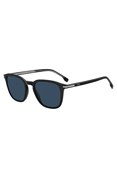 Black acetate sunglasses with silver-tone trims