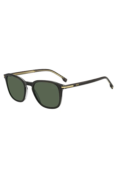 Black acetate sunglasses with gold-tone trims