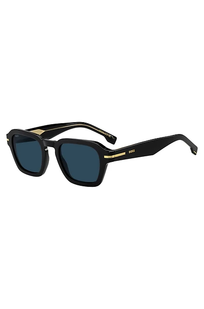 Black acetate sunglasses with gold-tone trims