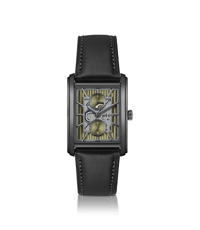 Principle Dress olive-dial watch with leather strap