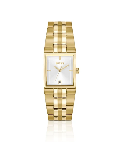 Strivo gold-tone watch with stripe detail