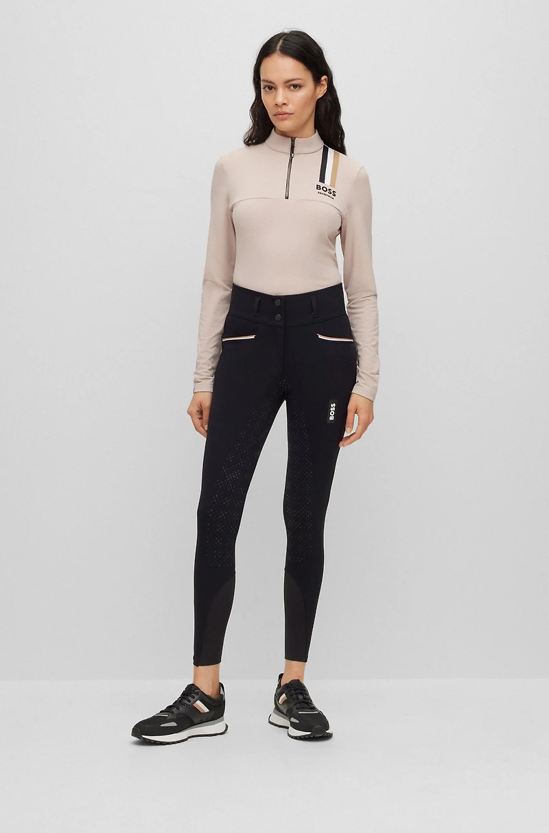 Equestrian full-grip breeches power-stretch material