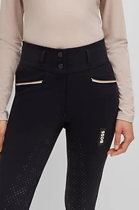 Equestrian full-grip breeches power-stretch material