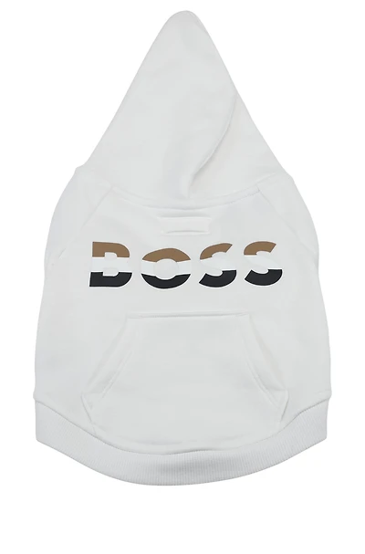 Dog hoodie with iconic stripe logo