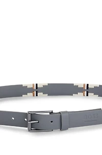 Equestrian polo belt with embroidered pattern