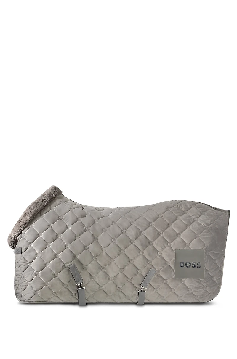 Equestrian velvet horse rug with faux sheepskin