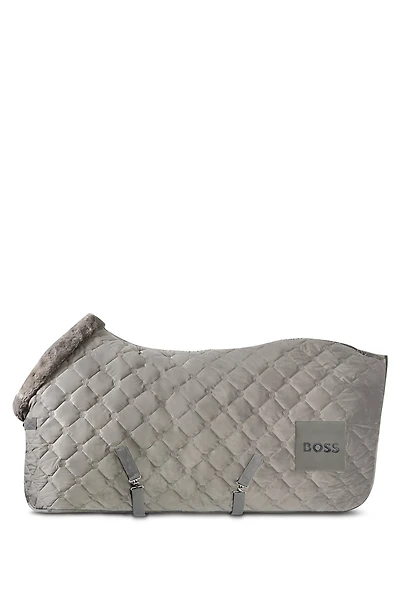 Equestrian velvet horse rug with faux sheepskin