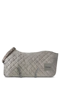 Equestrian velvet horse rug with faux sheepskin