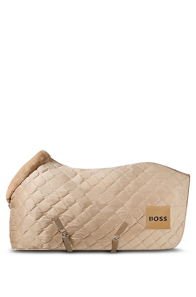 Equestrian velvet horse rug with faux sheepskin