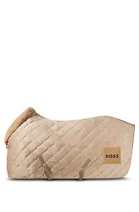 Equestrian velvet horse rug with faux sheepskin