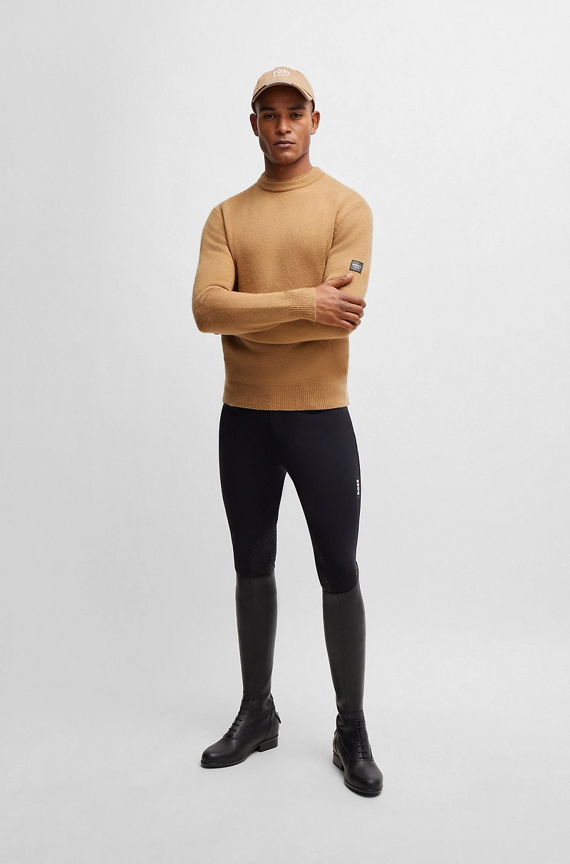 Equestrian cotton-cashmere sweater with logo patch