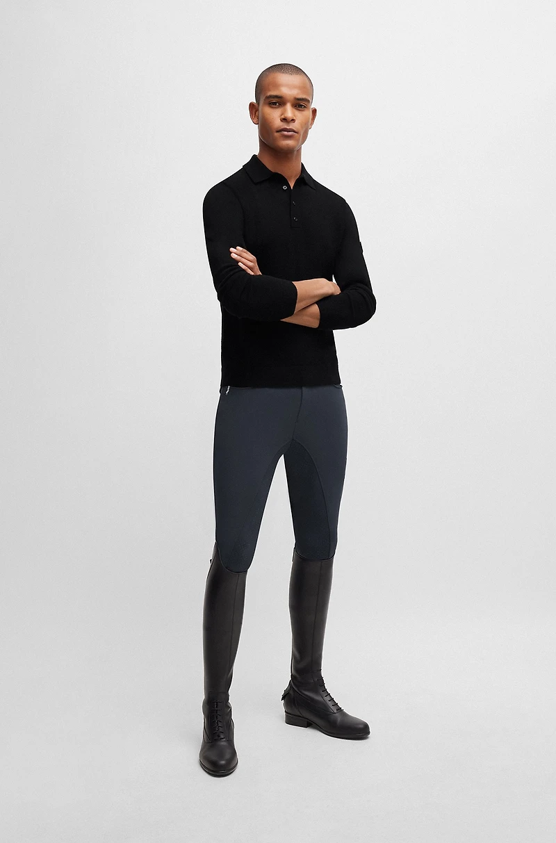 Equestrian knit polo a cotton-cashmere blend