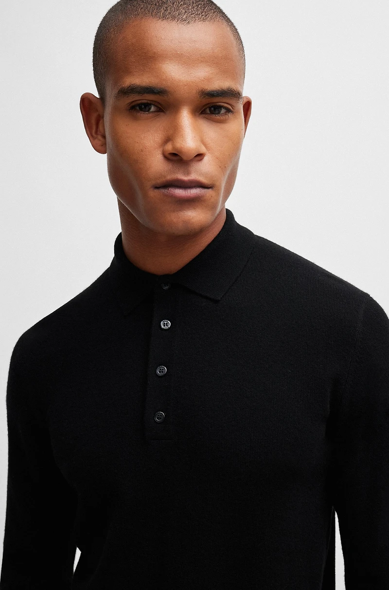 Equestrian knit polo a cotton-cashmere blend