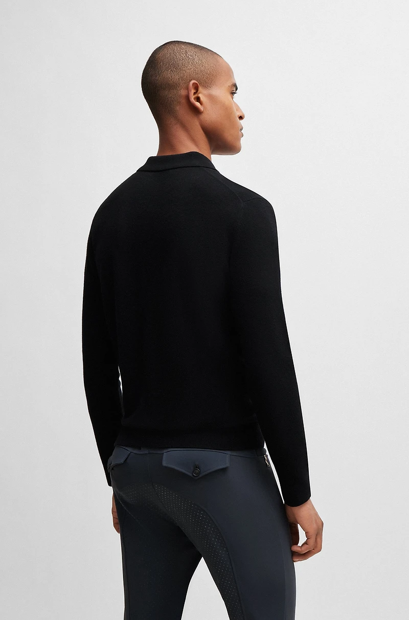 Equestrian knit polo a cotton-cashmere blend