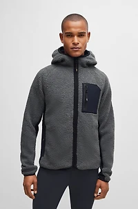 Equestrian hooded hybrid jacket with cozy teddy