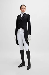 Equestrian tailcoat with adjustable tail weights