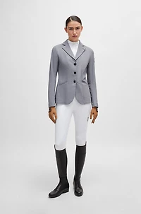 Equestrian show blouse with houndstooth inserts