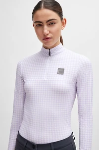 Equestrian zip-neck training top breathable stretch fabric