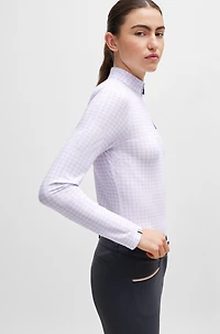 Equestrian zip-neck training top breathable stretch fabric