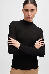Equestrian soft-knit sweater with two-tone effect