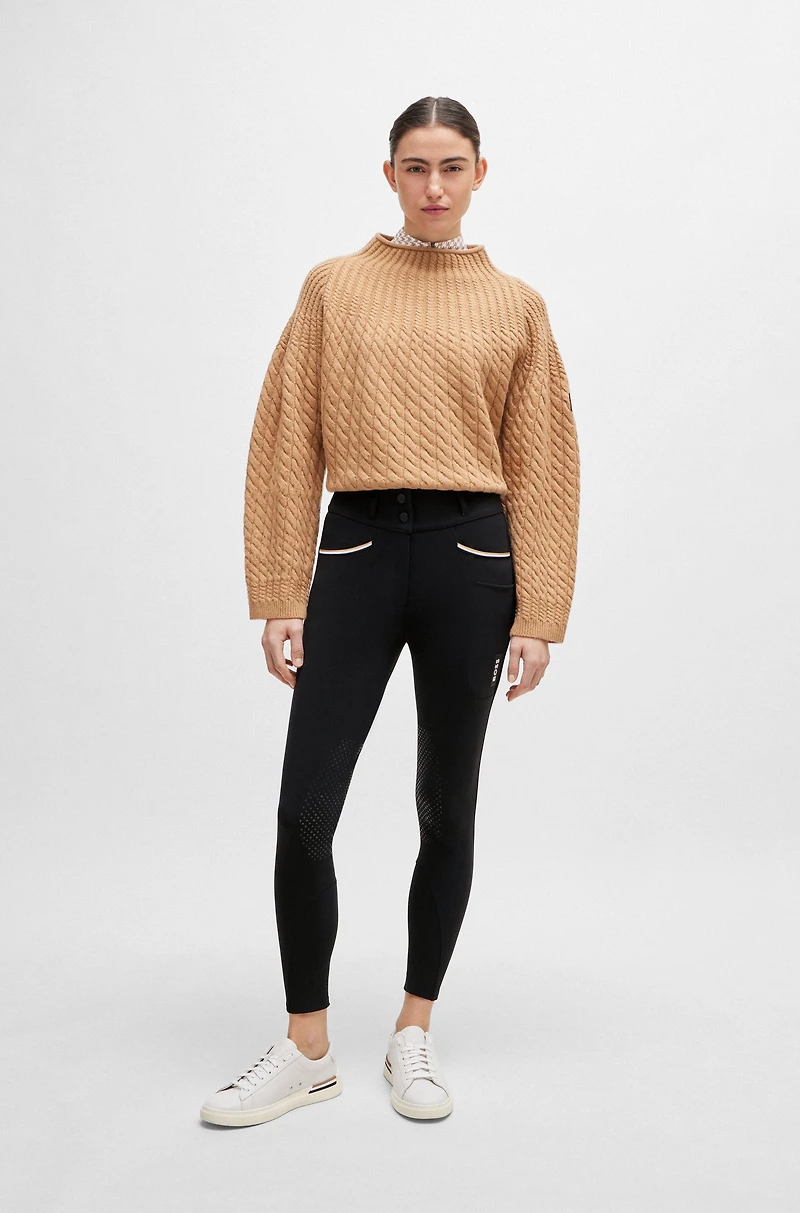 Equestrian high-waisted breeches with knee grip