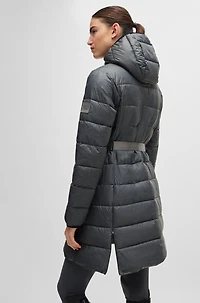 Equestrian waterproof hooded puffer jacket with adjustable zips