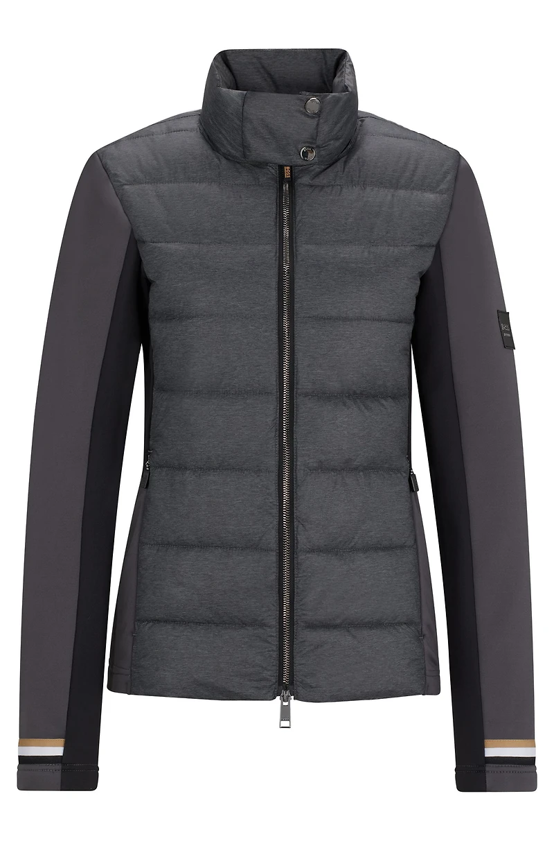 Equestrian hybrid puffer jacket with water-repellent finish