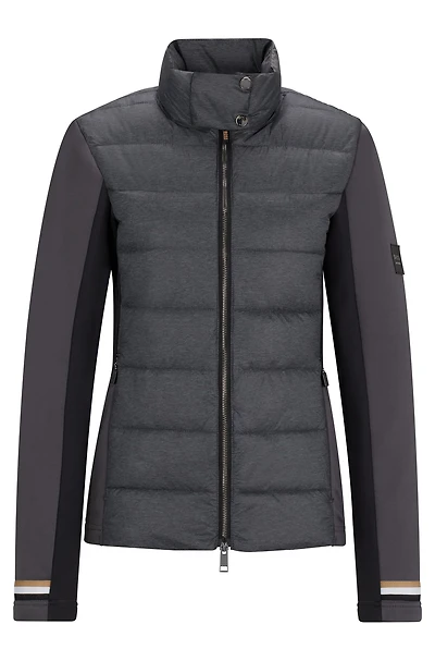 Equestrian hybrid puffer jacket with water-repellent finish