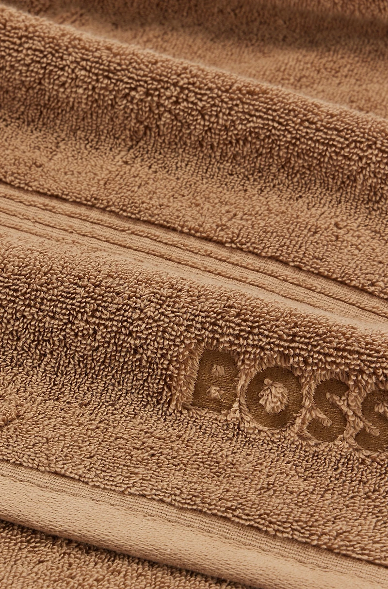 Aegean-cotton bath sheet with tonal logo