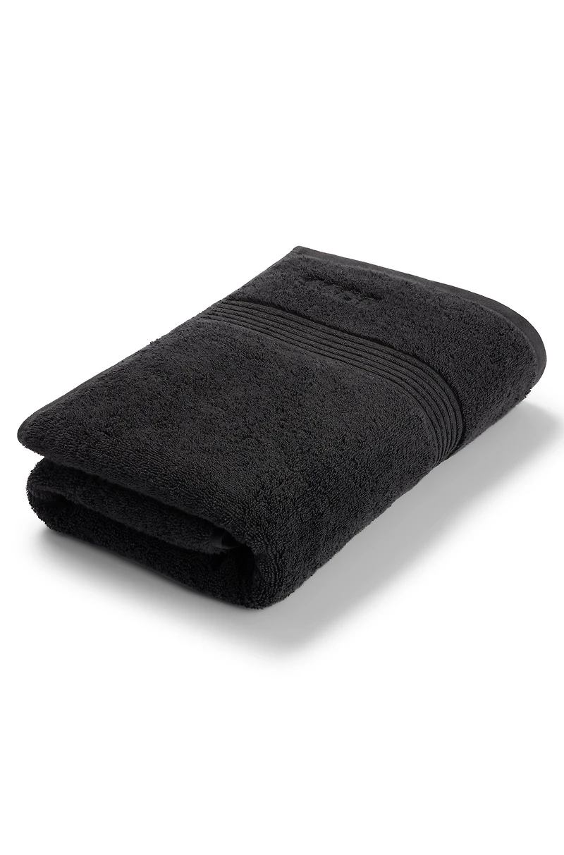 Tonal-logo black bath towel in Aegean cotton